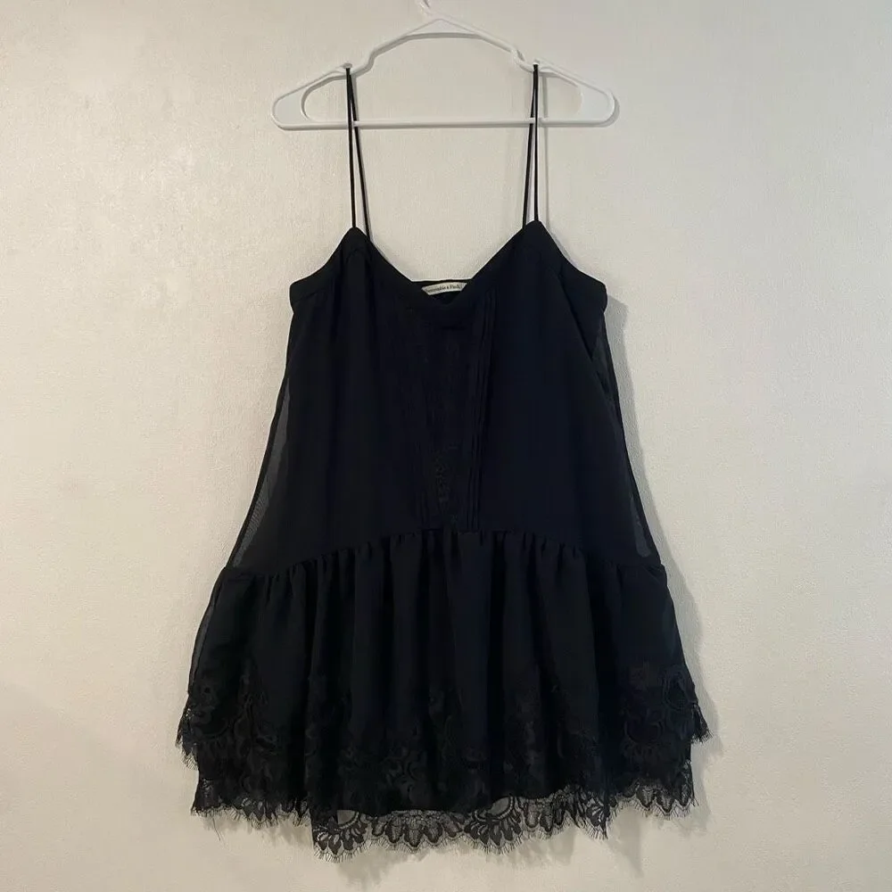 Abercrombie & Fitch Black Lace Babydoll Cami Tank Top Size M - Picture 2 of 6